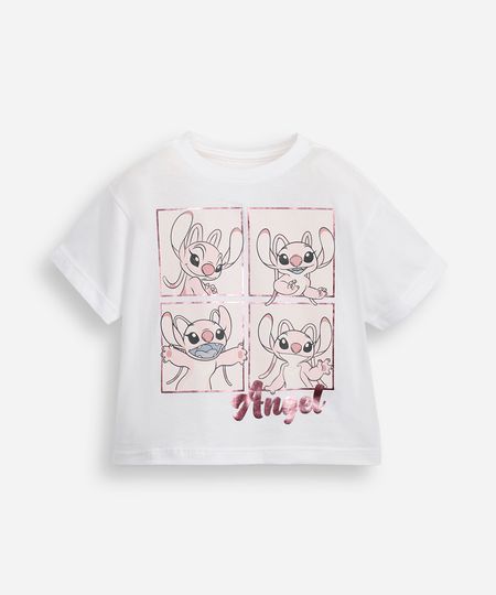 camiseta de algodão infantil manga curta angel off white 10
