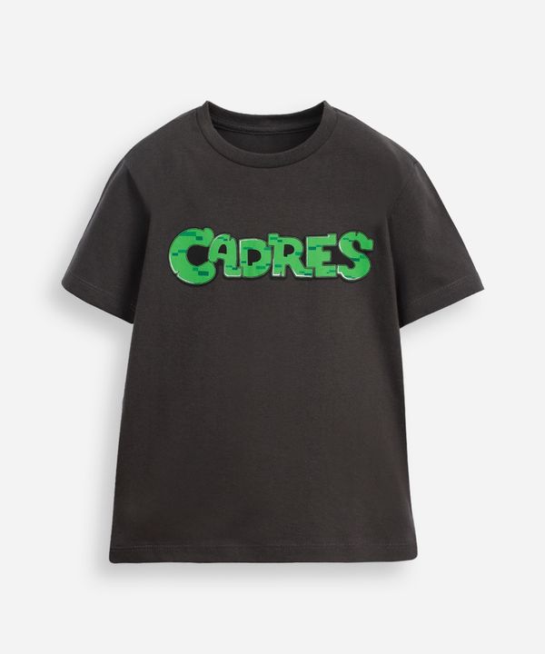 camiseta de algodão infantil manga curta cadres minecraft cinza 6