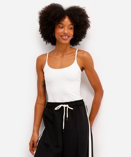 body feminino de poliamida alça fina off white PP