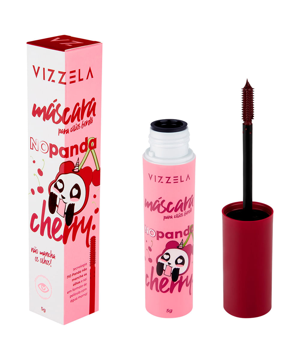 máscara para cílios vizzela no panda cherry 5g bordô vinho máscara para cílios vizzela no panda cherry 5g bordô vinho