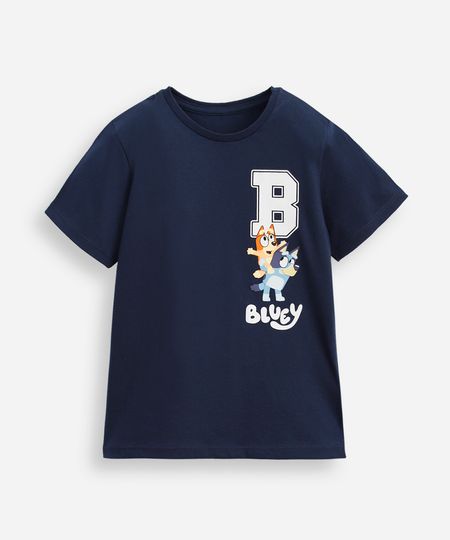 camiseta de algodão infantil manga curta bluey azul 4