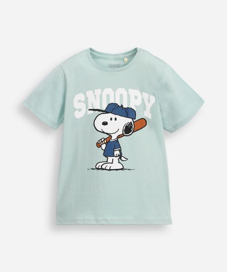camiseta de algodão infantil texturizada snoopy verde 1 camiseta de algodão infantil texturizada snoopy verde 1