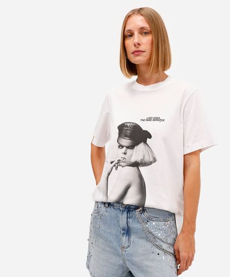 camiseta unissex de algodão the fame monster lady gaga off white GG
