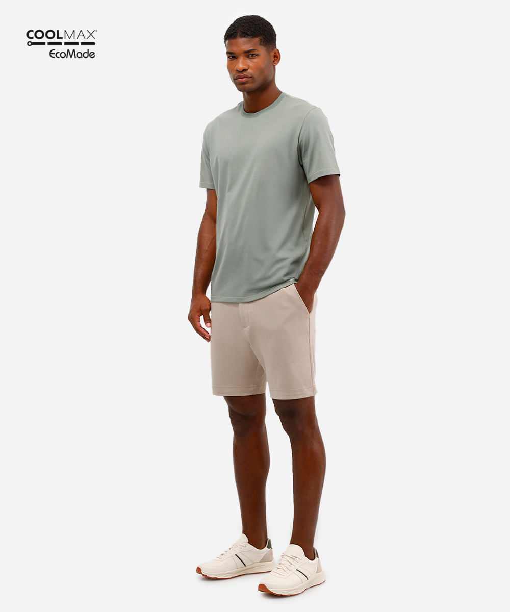 bermuda masculina de alfaiataria coolmax bege