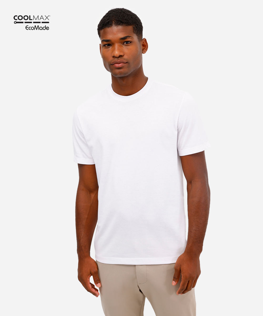 camiseta masculina manga curta coolmax branca