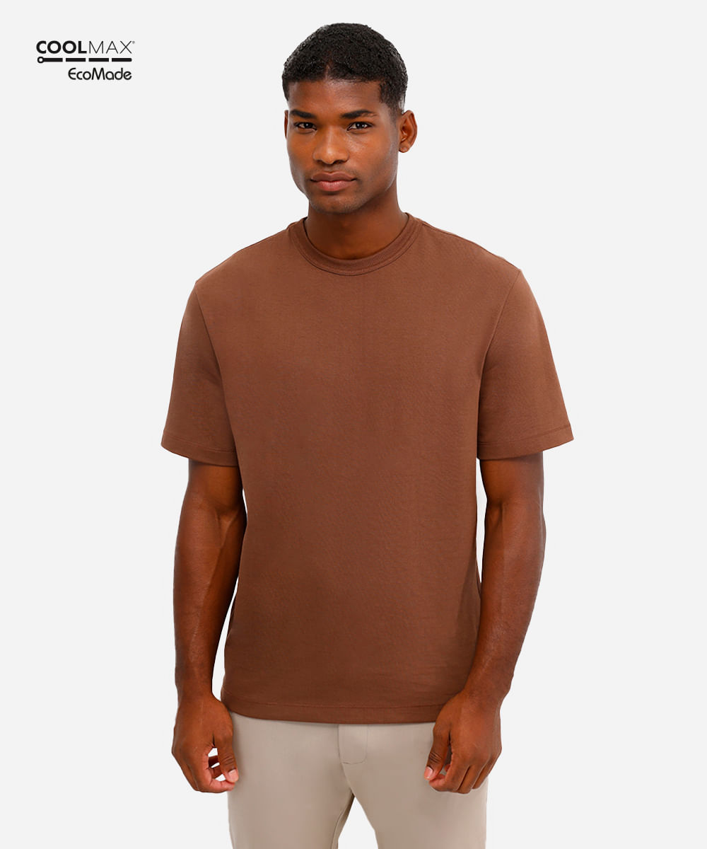 camiseta relaxed masculina de algodão coolmax marrom