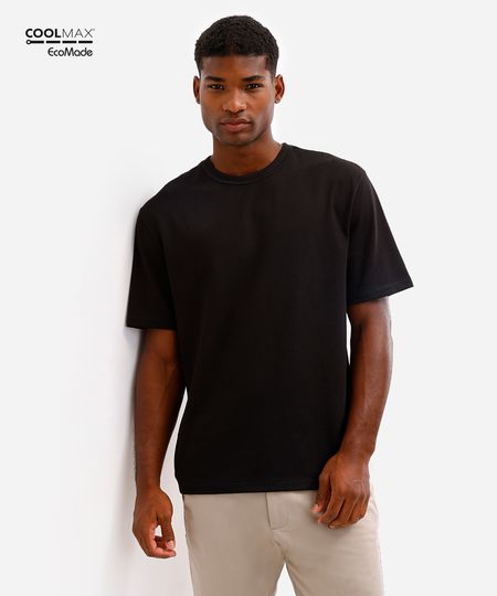camiseta relaxed masculina de algodão coolmax preta GG camiseta relaxed masculina de algodão coolmax preta GG