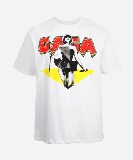camiseta unissex de algodão lady gaga plus size - off white GG2