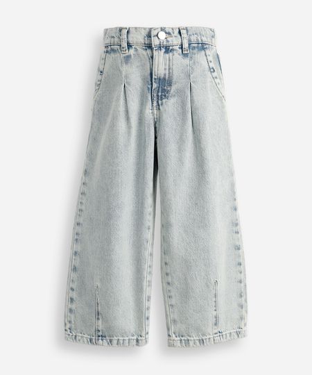 calça barrel infantil jeans com pregas azul 4
