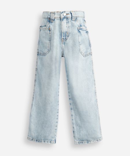 calça reta infantil jeans cós com elástico azul 4 calça reta infantil jeans cós com elástico azul 4