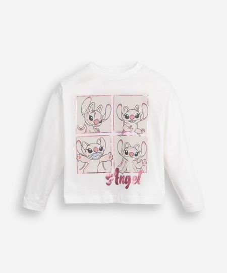 blusa de algodão infantil manga longa angel off white 12 blusa de algodão infantil manga longa angel off white 12