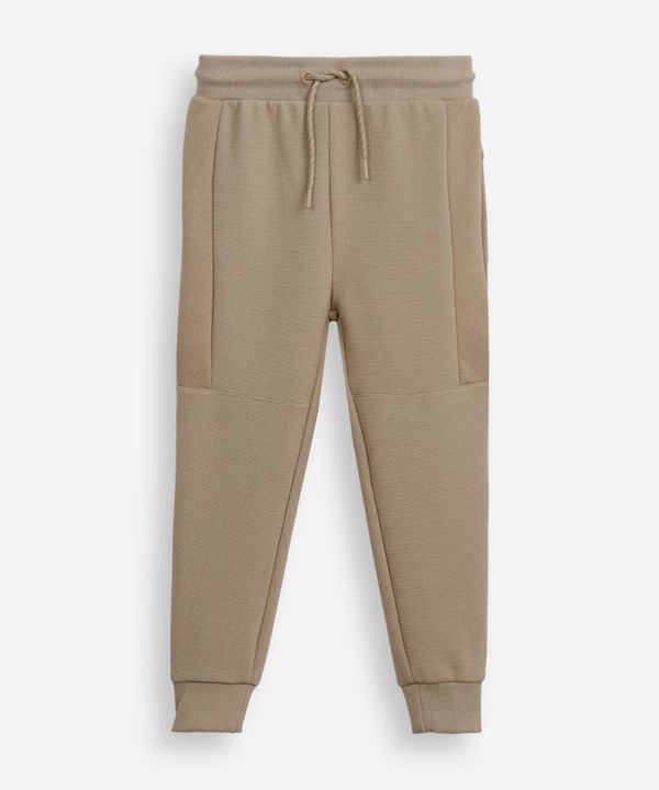 calça jogger infantil de algodão texturizada bege 8