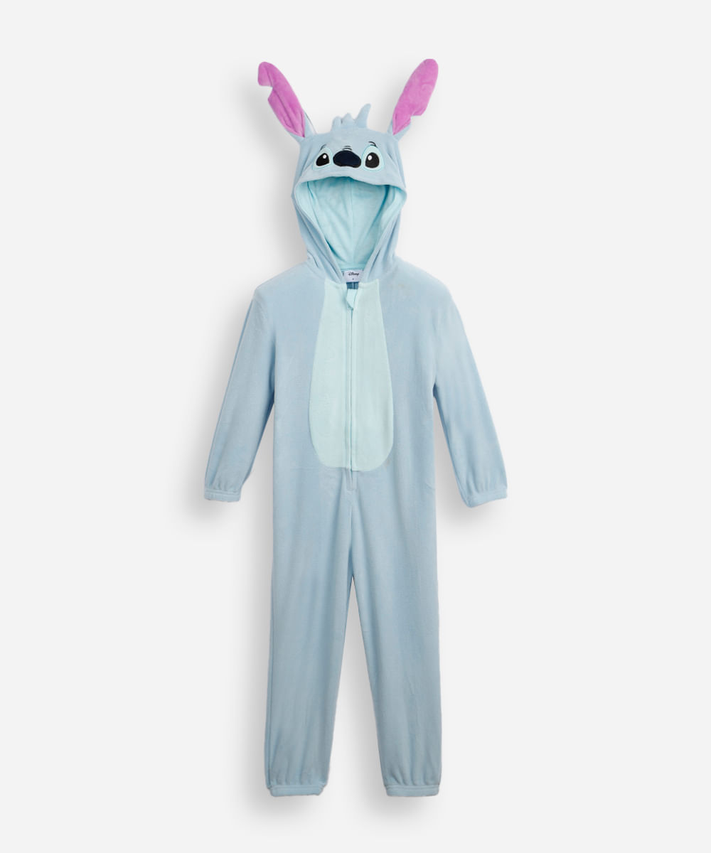 pijama macacão longo infantil stitch azul