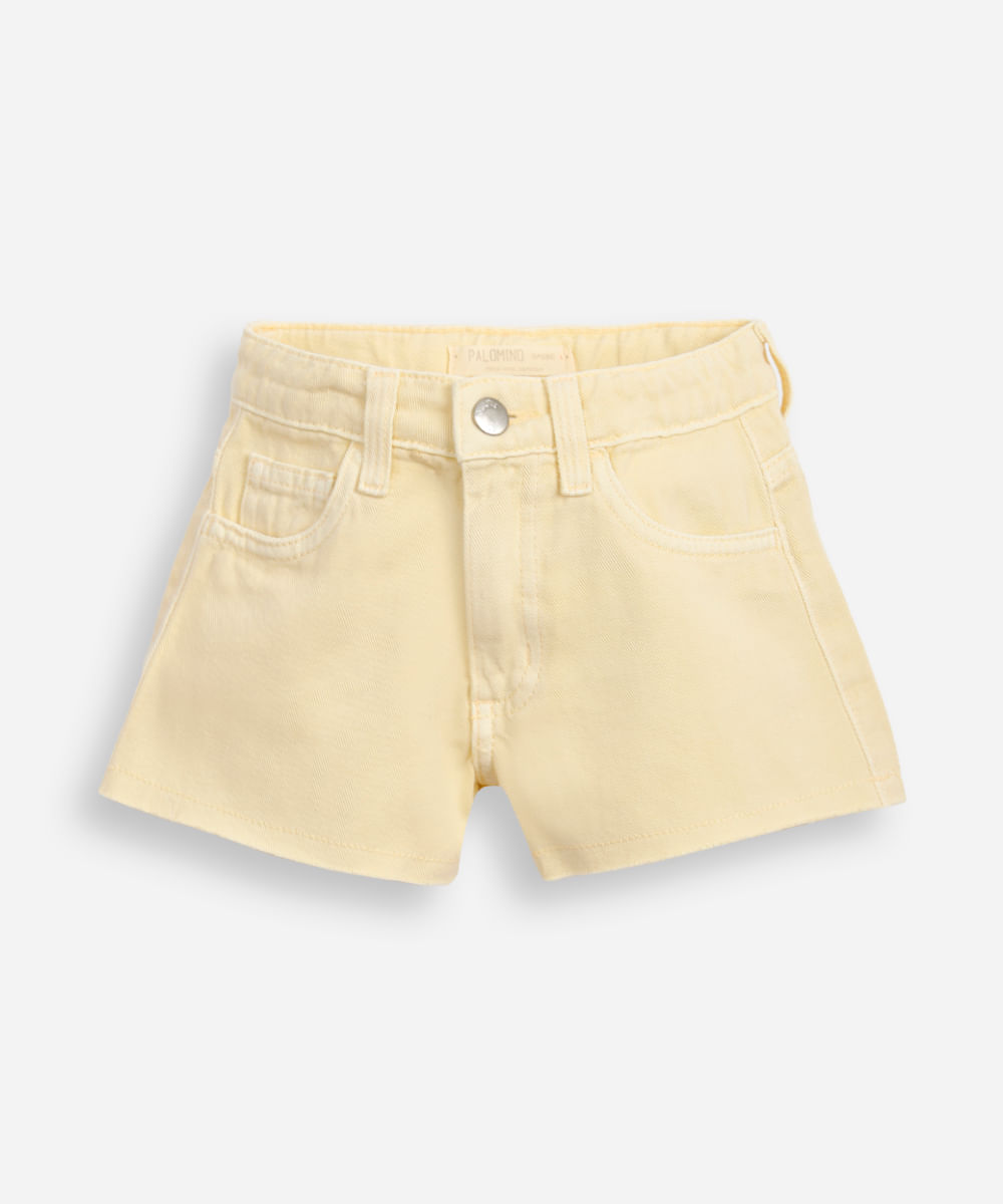 short curto infantil de sarja amarelo