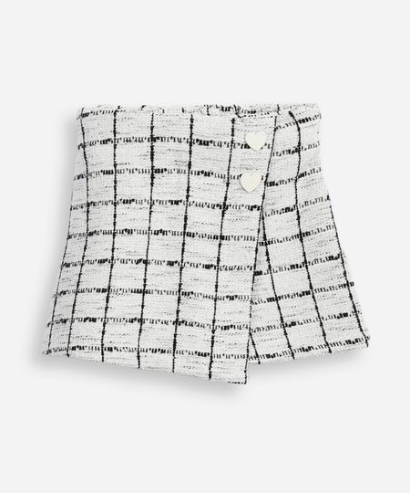 short saia infantil de tweed texturizado off white 1