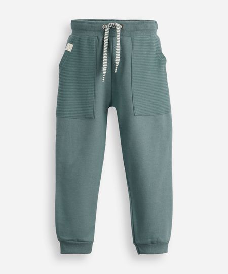 calça jogger infantil de moletom cós com cordão verde 2 calça jogger infantil de moletom cós com cordão verde 2