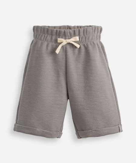 bermuda infantil de malha texturizada cinza 3