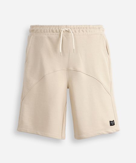 short de moletom juvenil com recorte bege 10