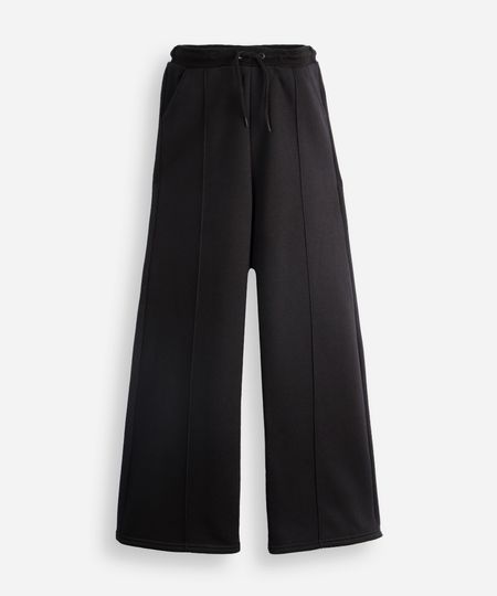 calça wide leg juvenil de moletom com nervura preta 12