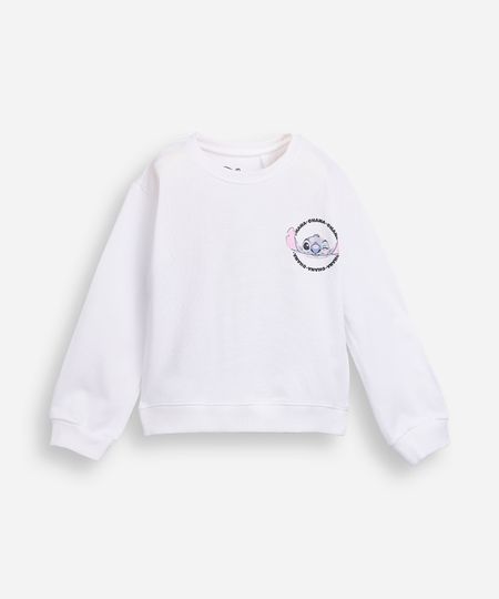 blusa infantil de moletinho manga longa stitch off white 6
