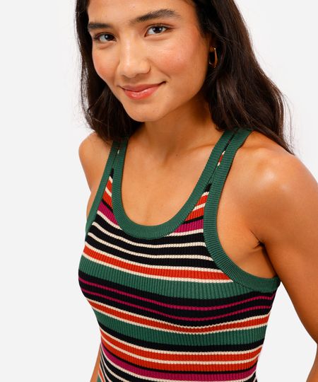 regata feminina de tricot listrada colorida PP regata feminina de tricot listrada colorida PP