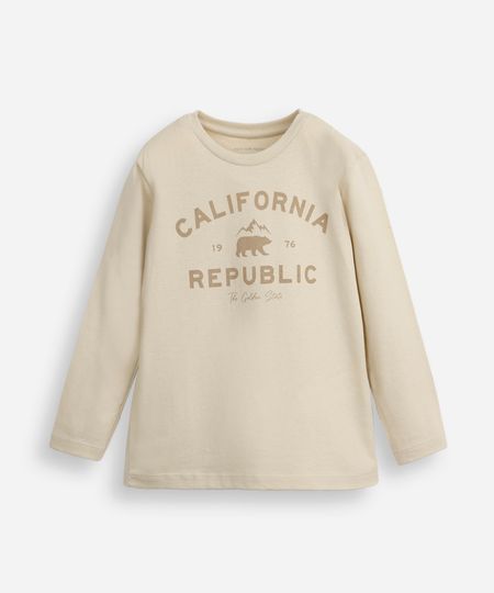 blusa de algodão infantil manga longa california bege 6