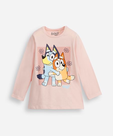 blusa de algodão infantil manga longa bluey rosa 1 blusa de algodão infantil manga longa bluey rosa 1
