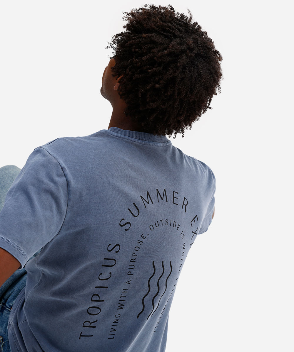 camiseta masculina de algodão manga curta tropicus summer azul