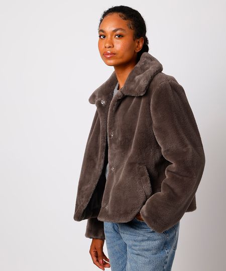 casaco de pelúcia oversized mindset marrom P