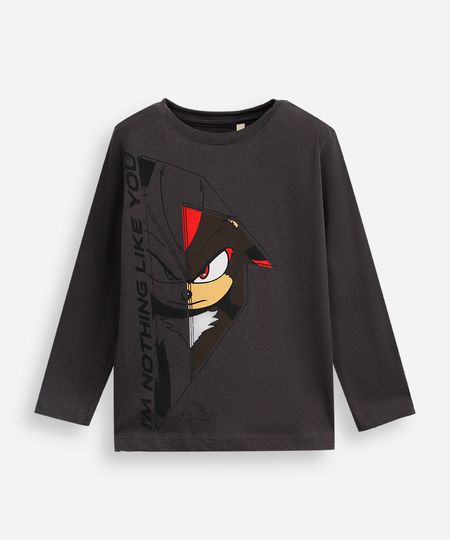 camiseta infantil de algodão sonic manga longa cinza 12