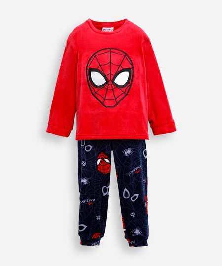 pijama infantil de plush homem aranha vermelho 4