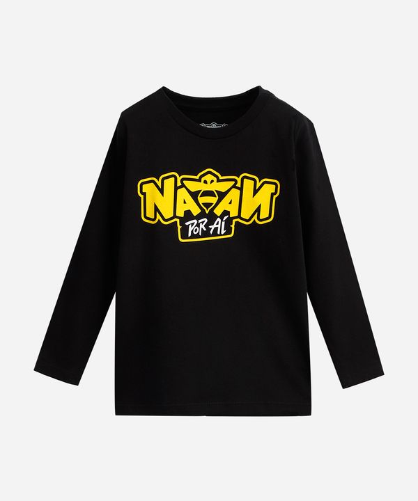 camiseta infantil de algodão natan manga longa preta 4