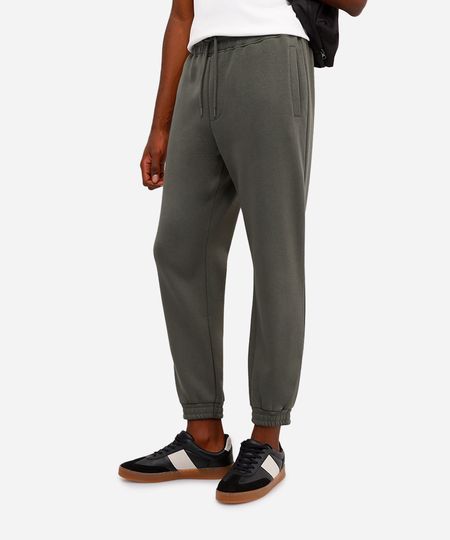 calça básica jogger masculina de moletom felpado verde M