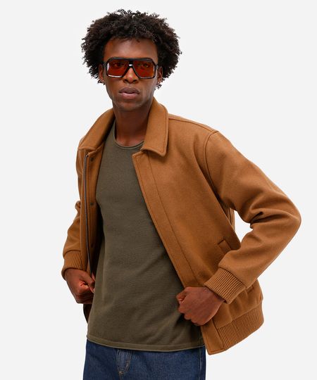 suéter masculino de tricot texturizado verde P