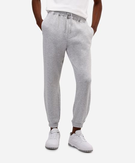calça básica jogger masculina de moletom felpado cinza M