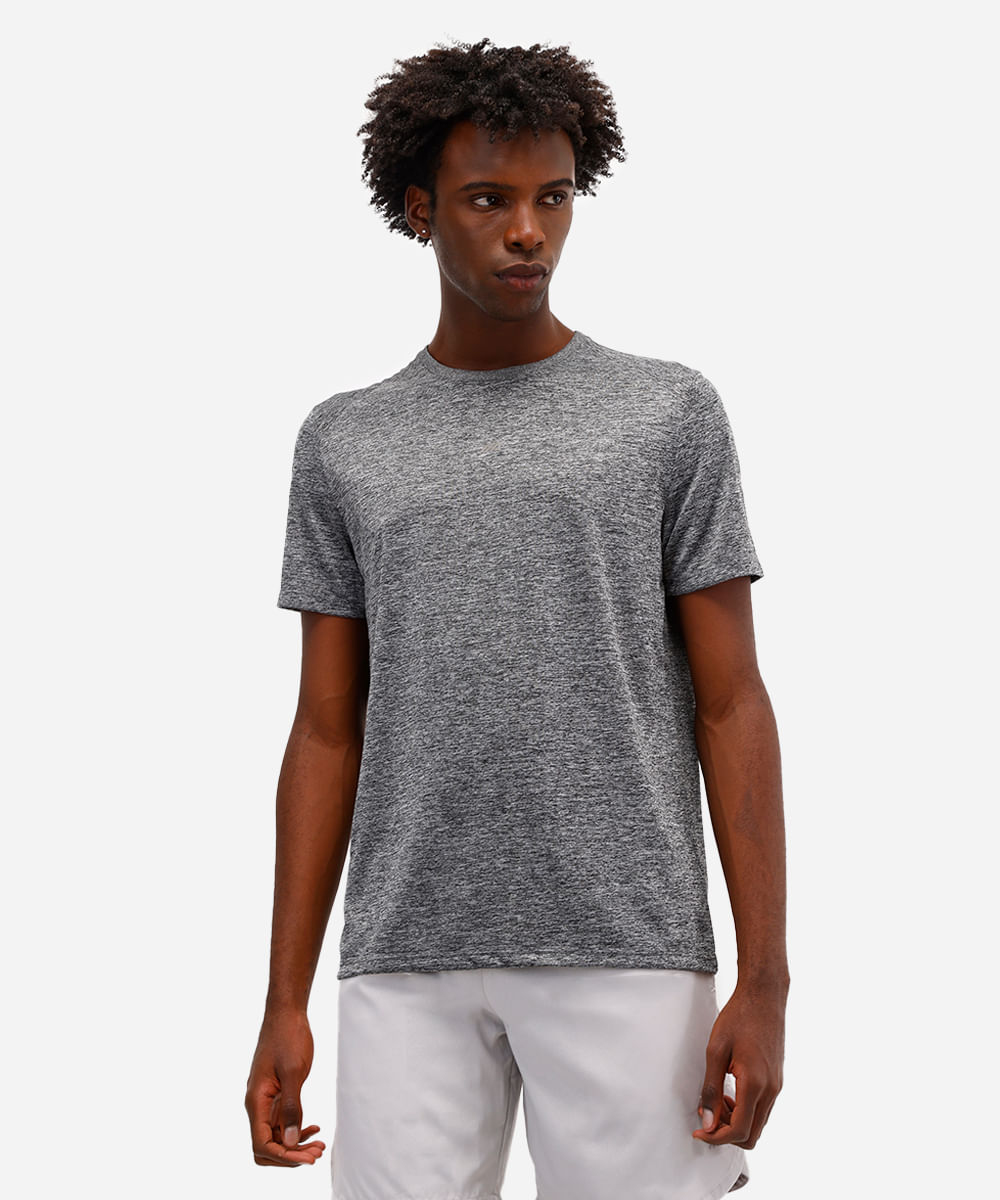 camiseta esportiva masculina manga curta cinza