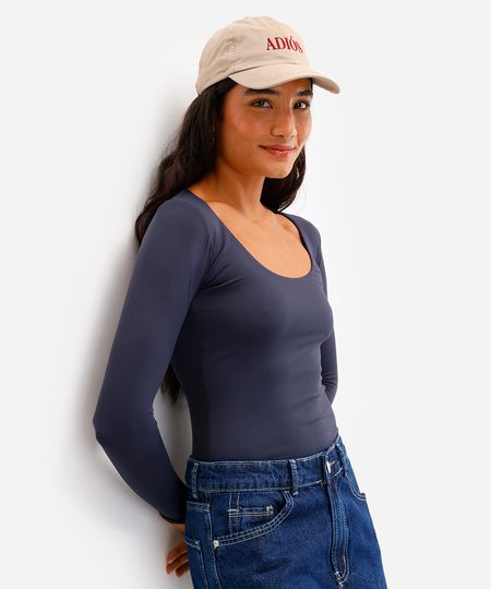 blusa feminina de poliamida manga longa azul M