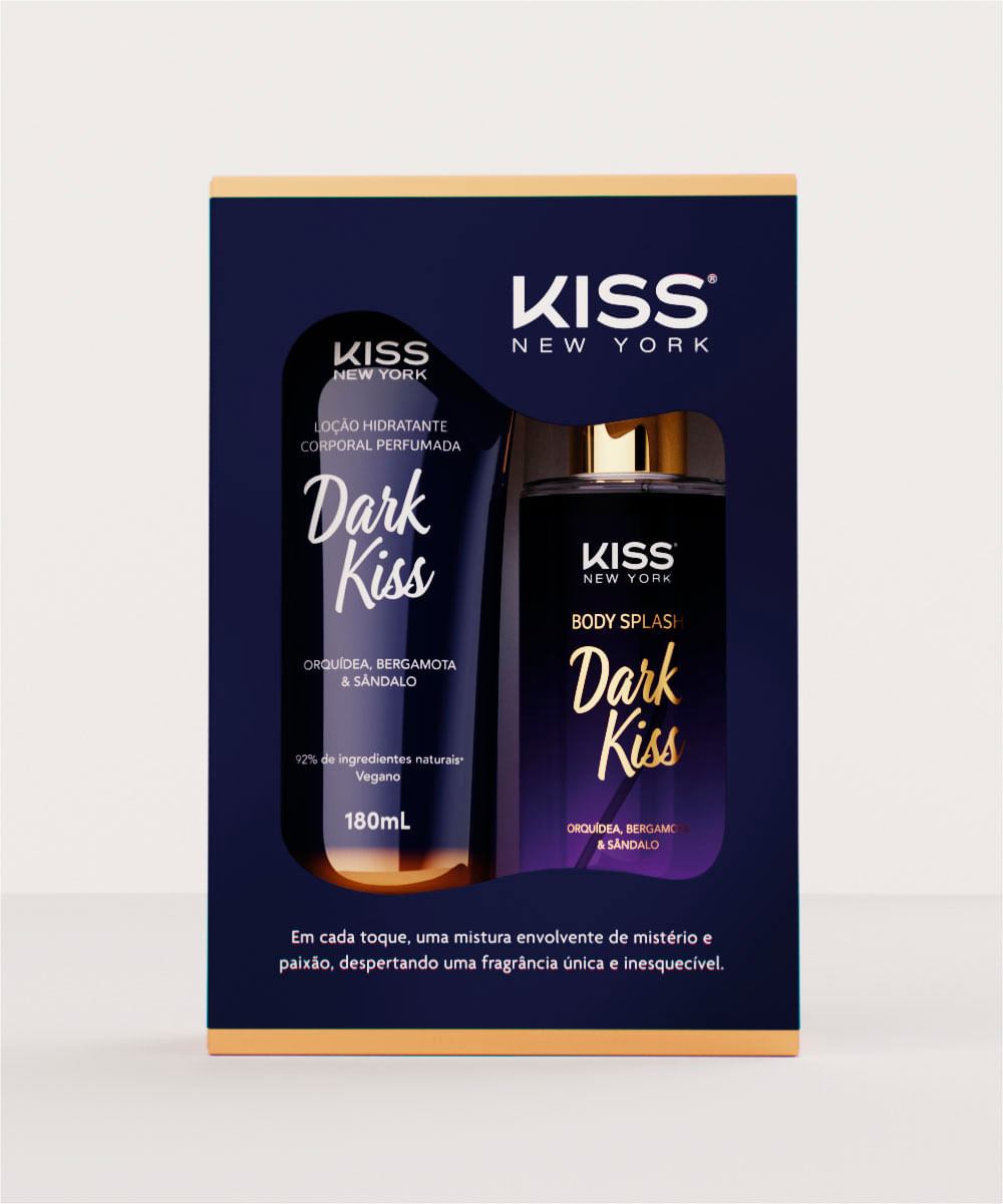 kit kiss new york dark kiss loção corporal body splash 180ml