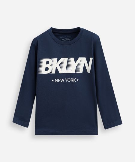 camiseta infantil de algodão manga longa estampada azul 4