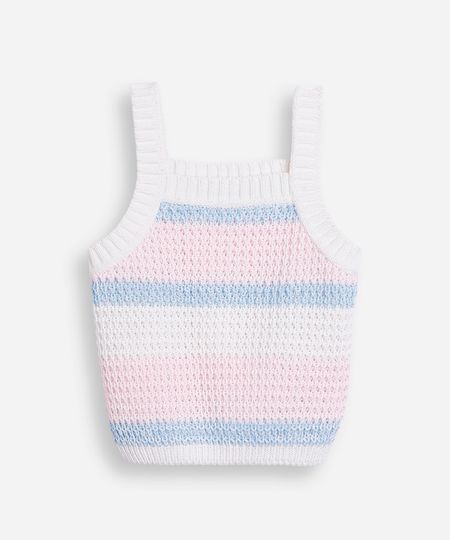 cropped de tricot infantil listrado azul 4