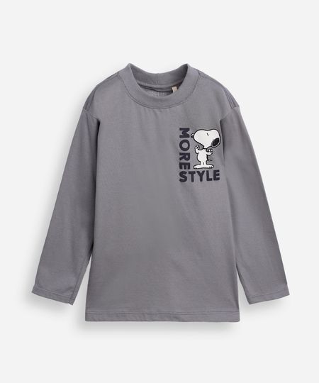 camiseta infantil de algodão manga longa snoopy cinza 6 camiseta infantil de algodão manga longa snoopy cinza 6