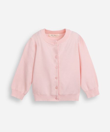 cardigan de tricot infantil rosa 2