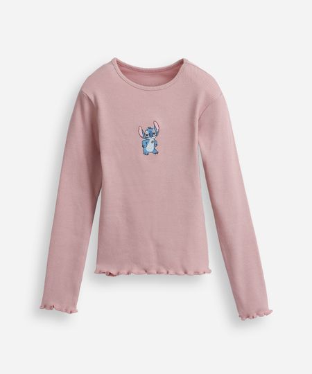 blusa de algodão infantil com fru fru stitch rosa 8