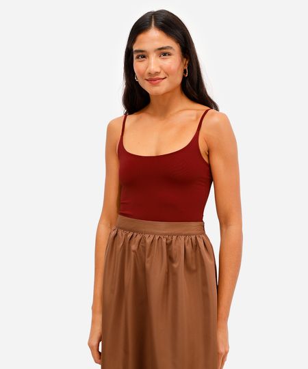 body feminino de poliamida alça fina vinho PP