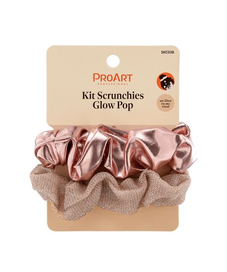 kit de 2 elásticos de cabelo scrunchie proart rose glow pop rosa UNICO kit de 2 elásticos de cabelo scrunchie proart rose glow pop rosa UNICO