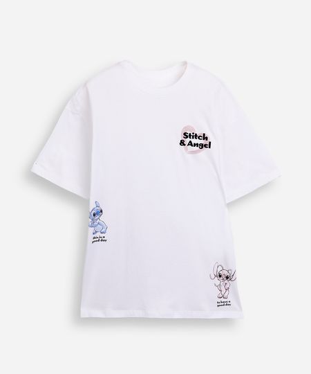 camiseta juvenil de algodão stitch e angel off white 12 camiseta juvenil de algodão stitch e angel off white 12