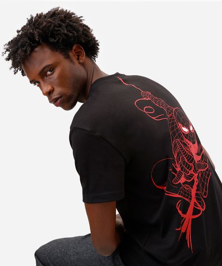 camiseta masculina de algodão homem aranha preta M