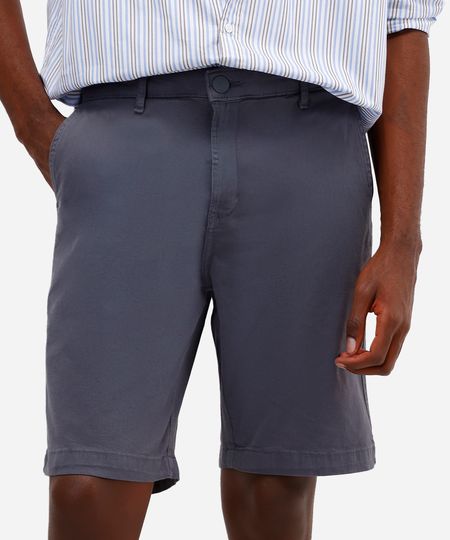 bermuda reta masculina de sarja com bolsos chino cinza 36