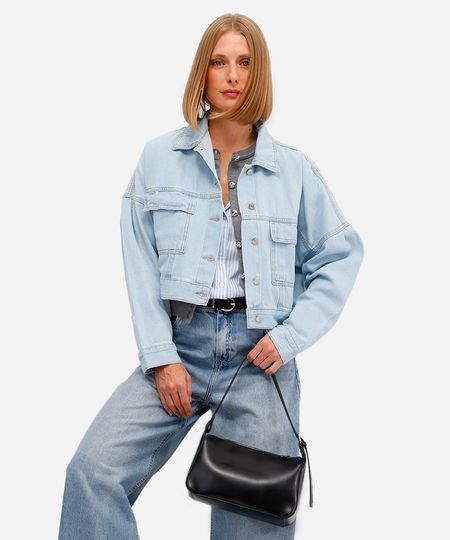 jaqueta cropped feminina jeans azul G jaqueta cropped feminina jeans azul G
