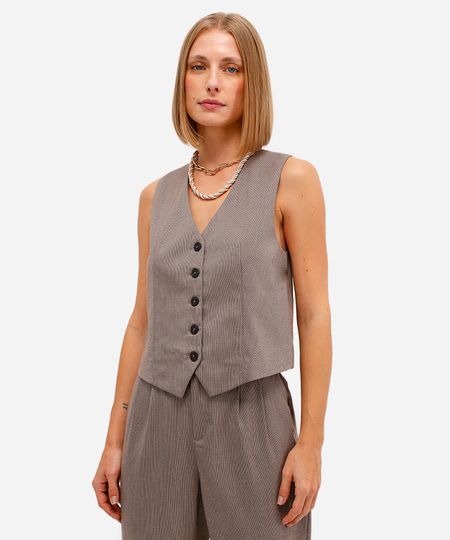 colete feminino de alfaiataria marrom GG colete feminino de alfaiataria marrom GG